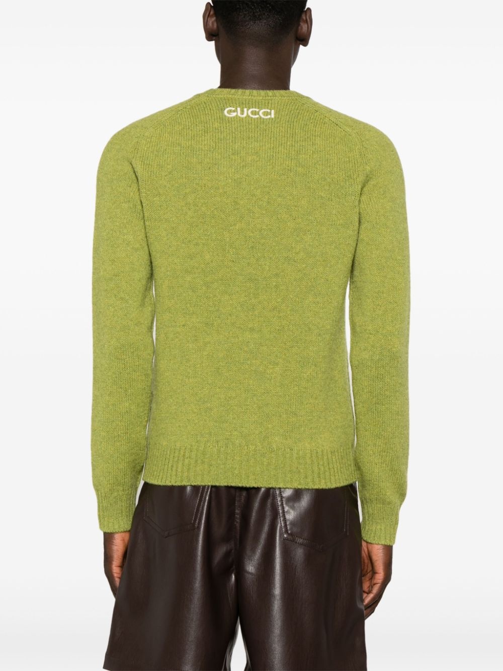 logo-embroidered wool jumper - 4