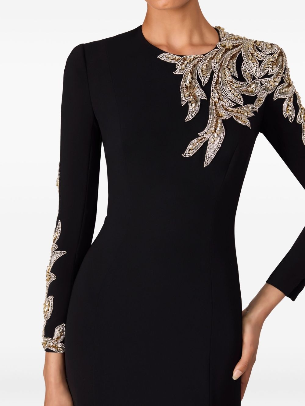 Honor beaded leaf-embellished gown - 4