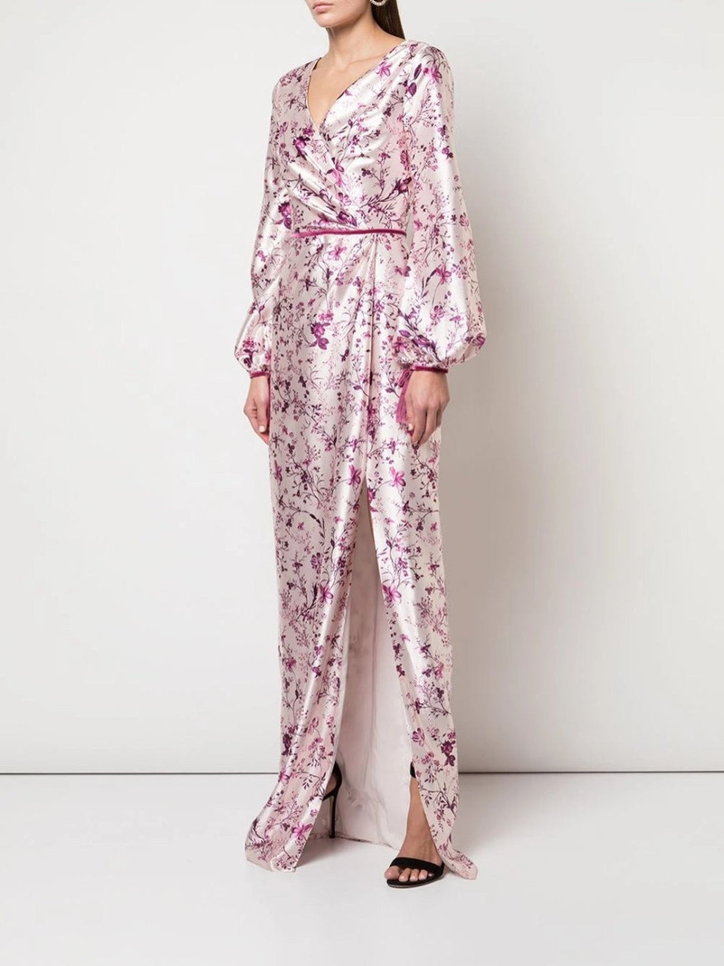 Marchesa BISHOP SLEEVE FLORAL PRINT CHARM GOWN outlook