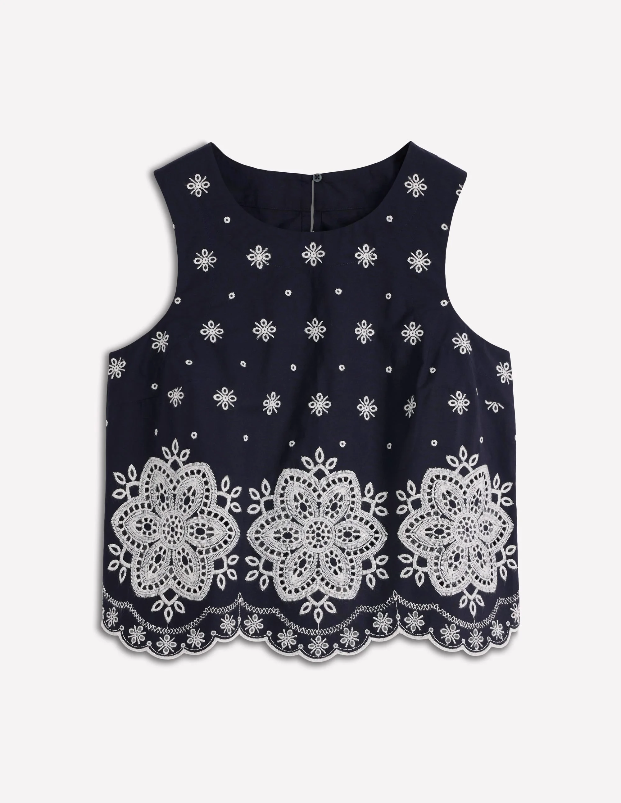 Sofia Broderie Shell Top-Navy - 1