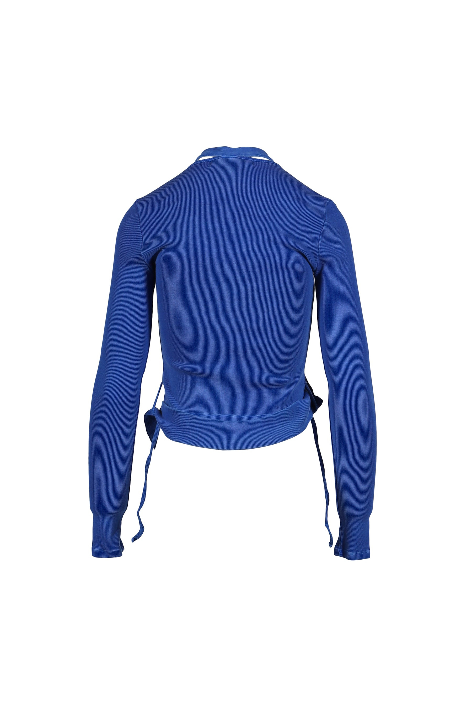 DOUBLE CLOSURE RIB CARDIGAN / BLU - 2