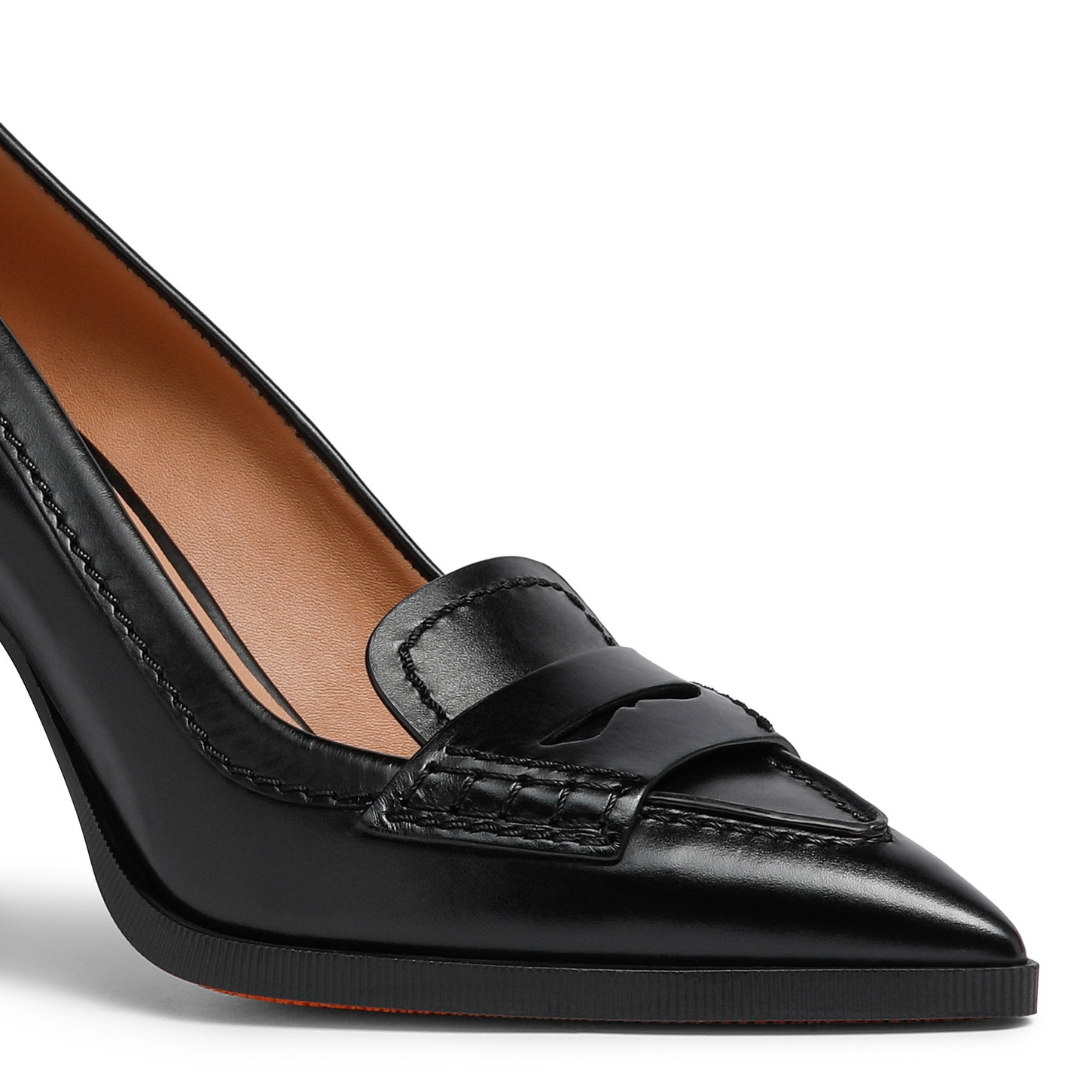Women's black leather high-heel pump - 6