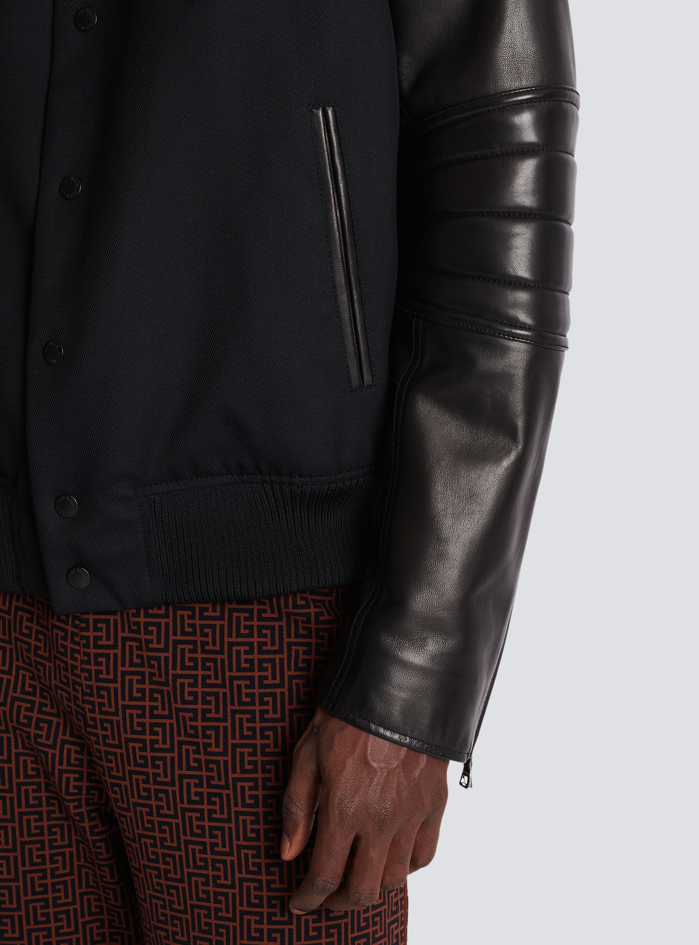 Wool and leather varsity jacket - 8