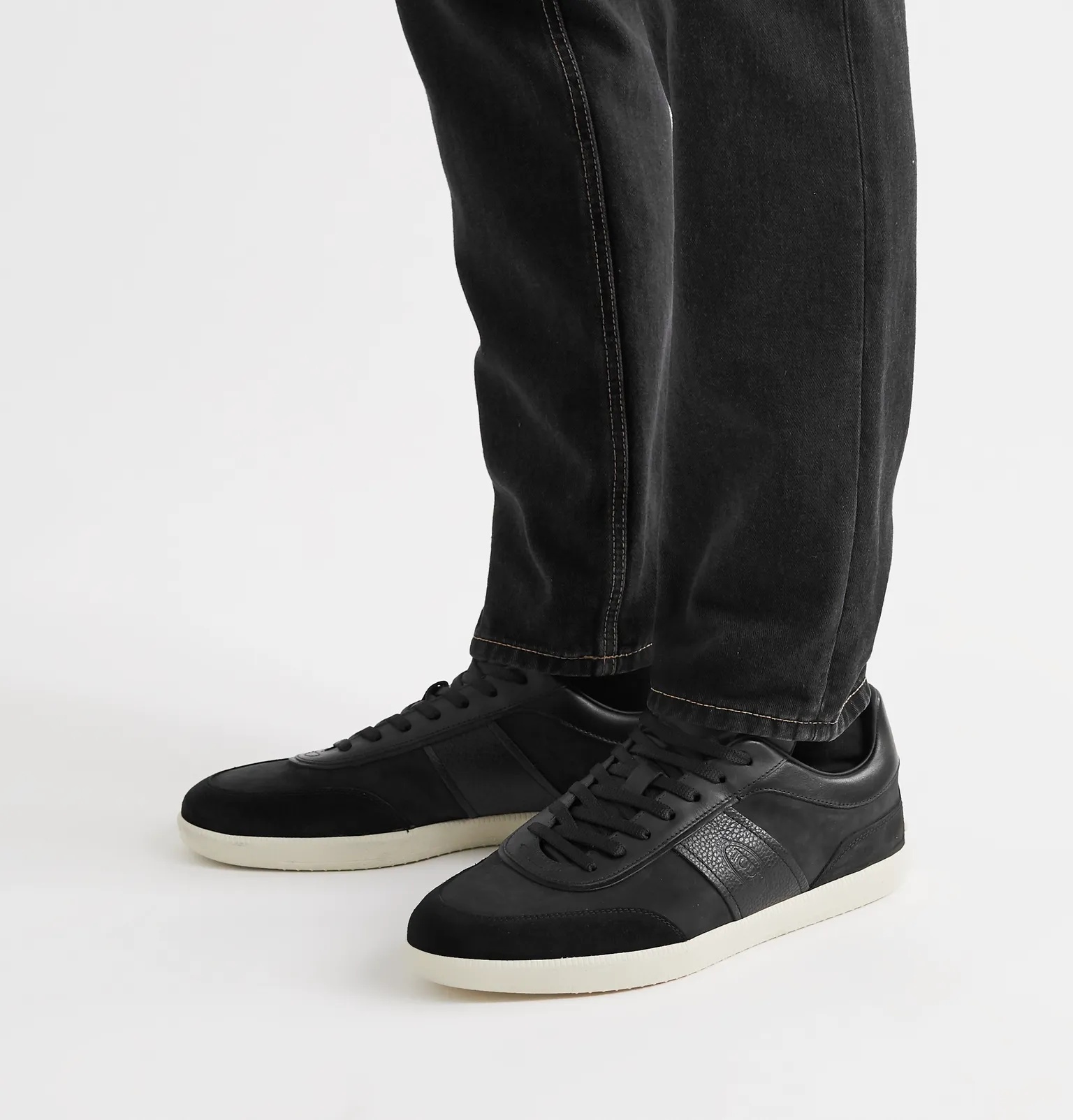 Leather and Suede-Trimmed Nubuck Sneakers - 4