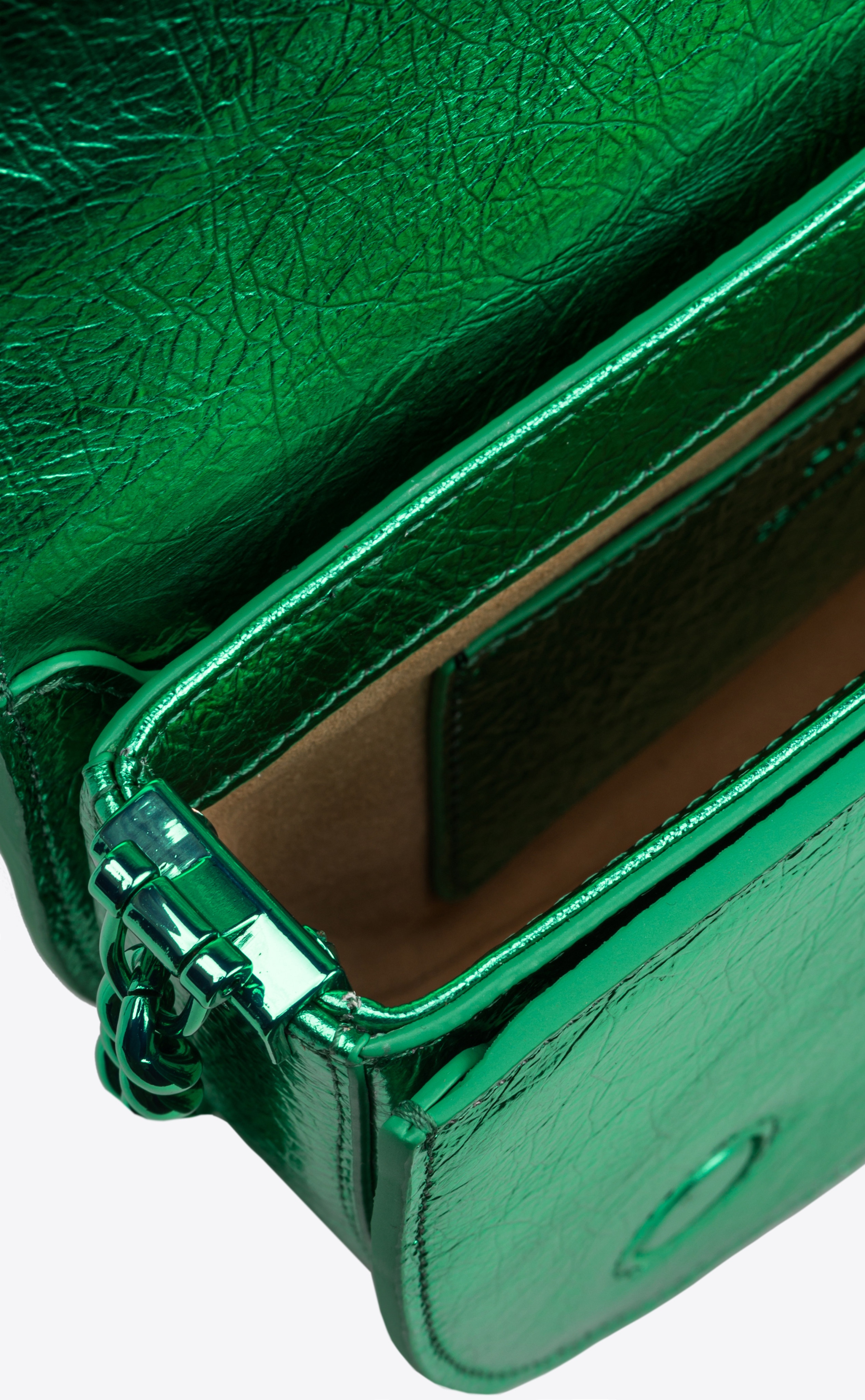 MINI LOVE BAG CLICK ROUND IN CRINKLED LAMINATED NAPPA LEATHER - 6