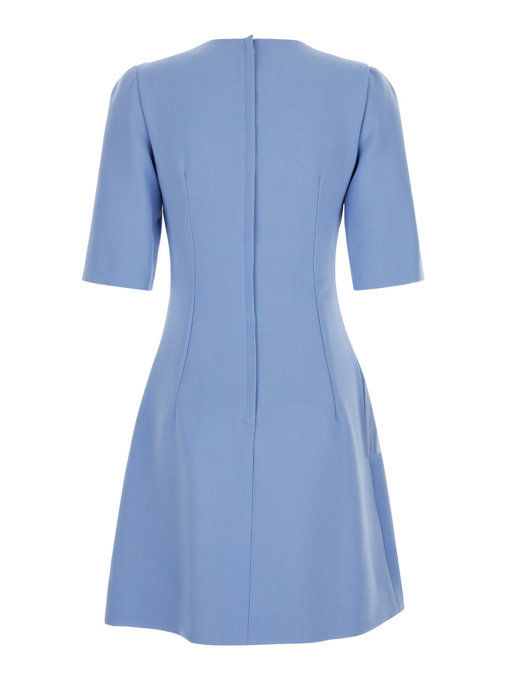 Dolce & Gabbana Women Light Blue Midi Fit And Flare Dress In Wool Woman - 2