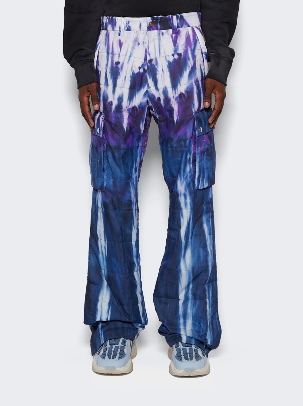 Tie Dye Quilted Cargo Flare Pant Purple - 3