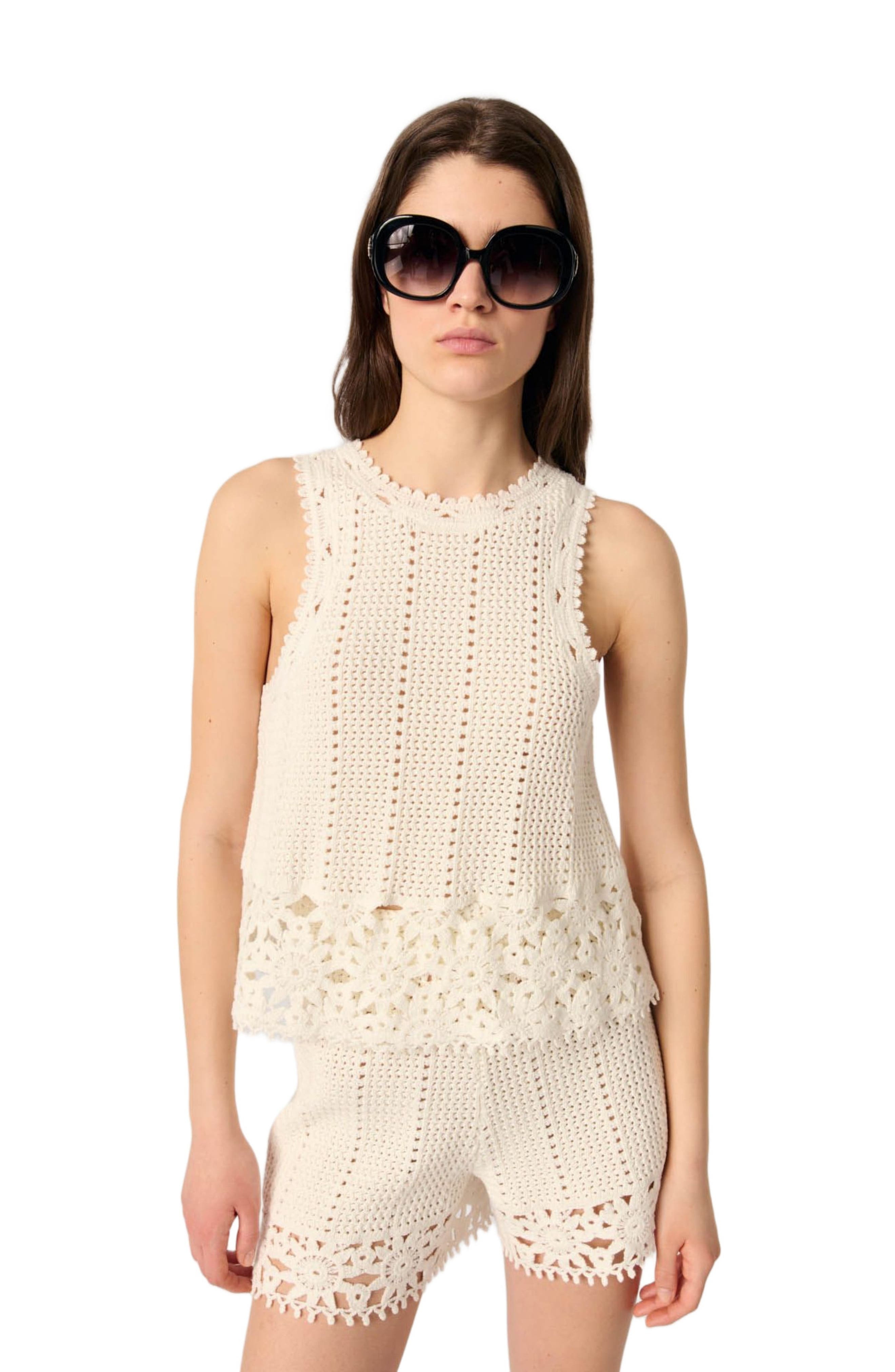 maje Crochet-knit shorts in White at Nordstrom - 5