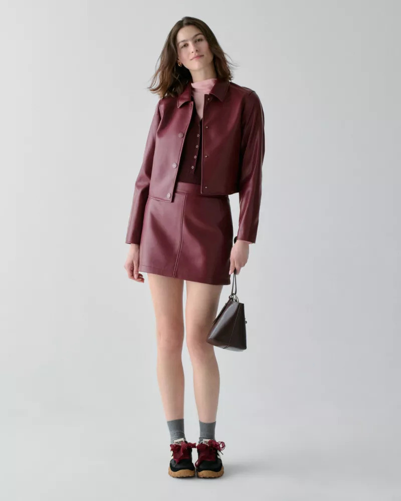 kate spade Faux Nappa Mini Skirt outlook