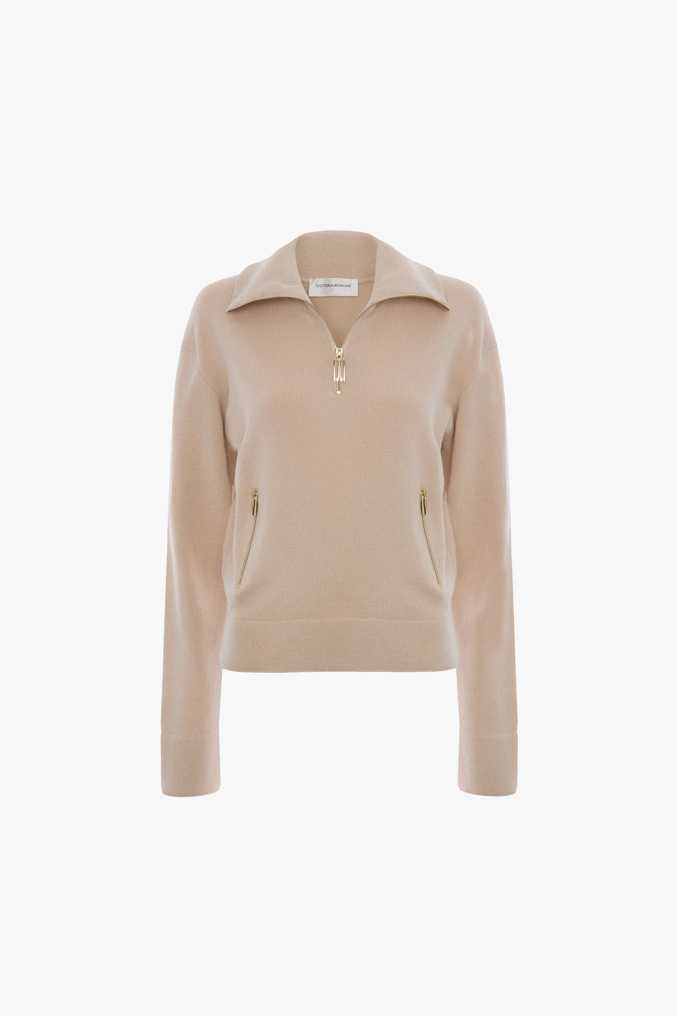 Half-Zip Milano Jumper In Pale Rose - 1