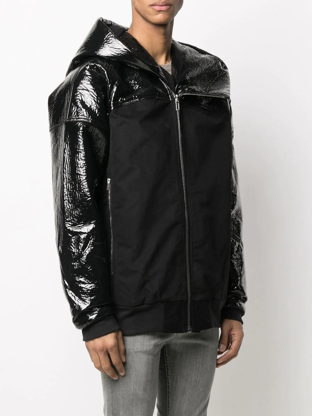 crinkled glossy hooded jacket - 3
