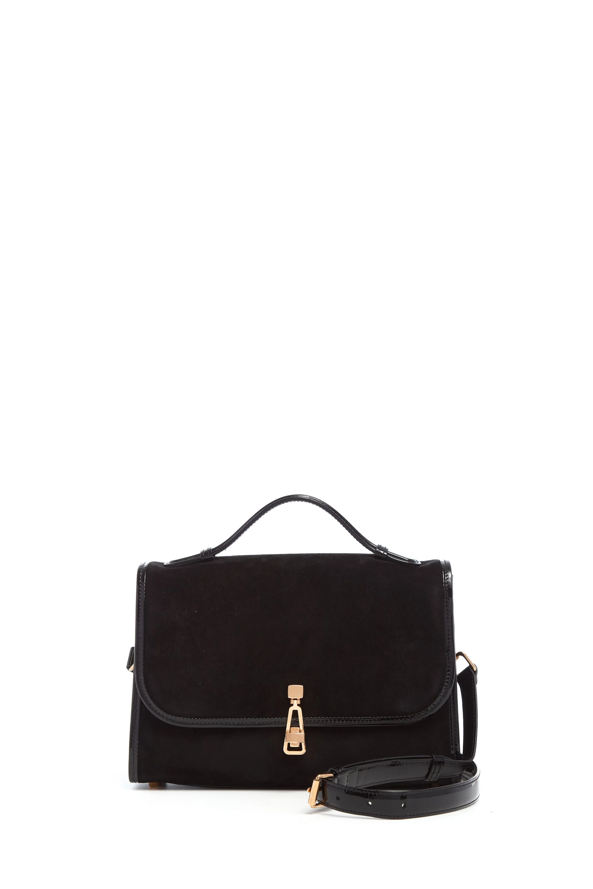 Medium Leonora Flap Bag in Black Suede - 1