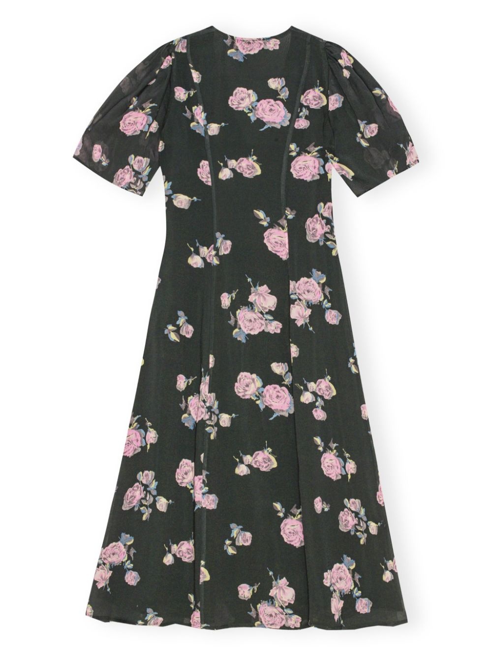 floral-print crepe wrap midi dress - 6