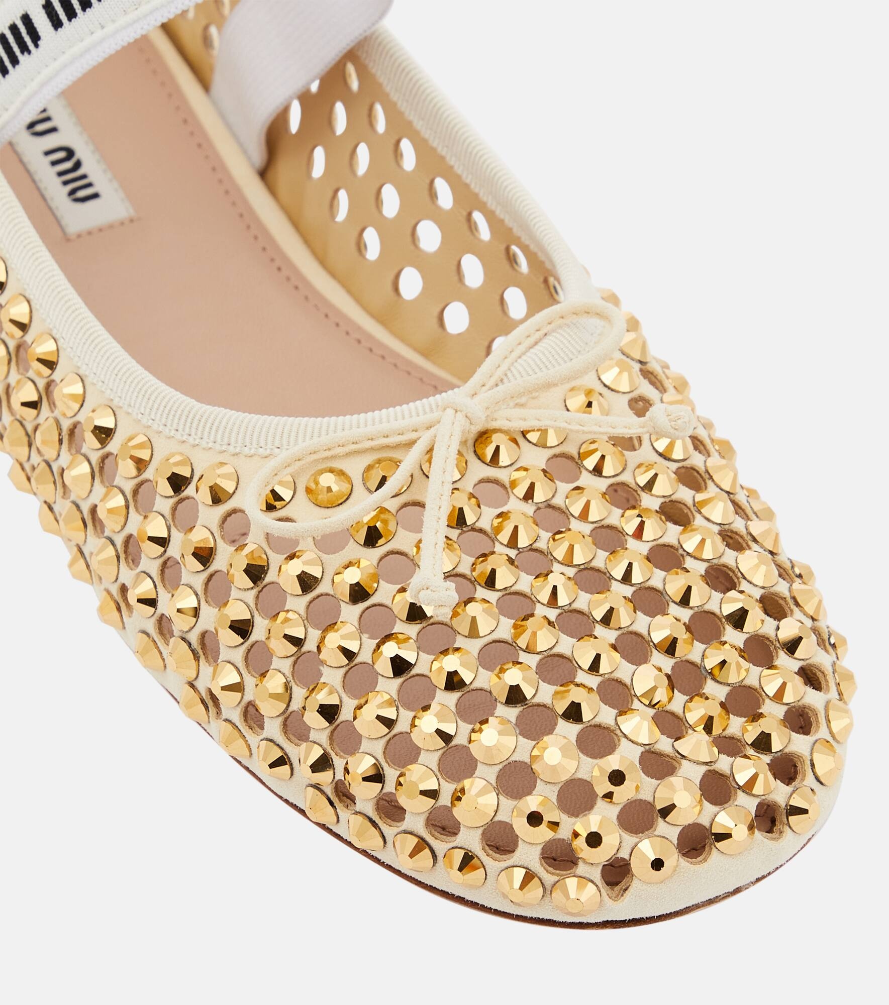 Crystal-embellished leather ballet flats - 6