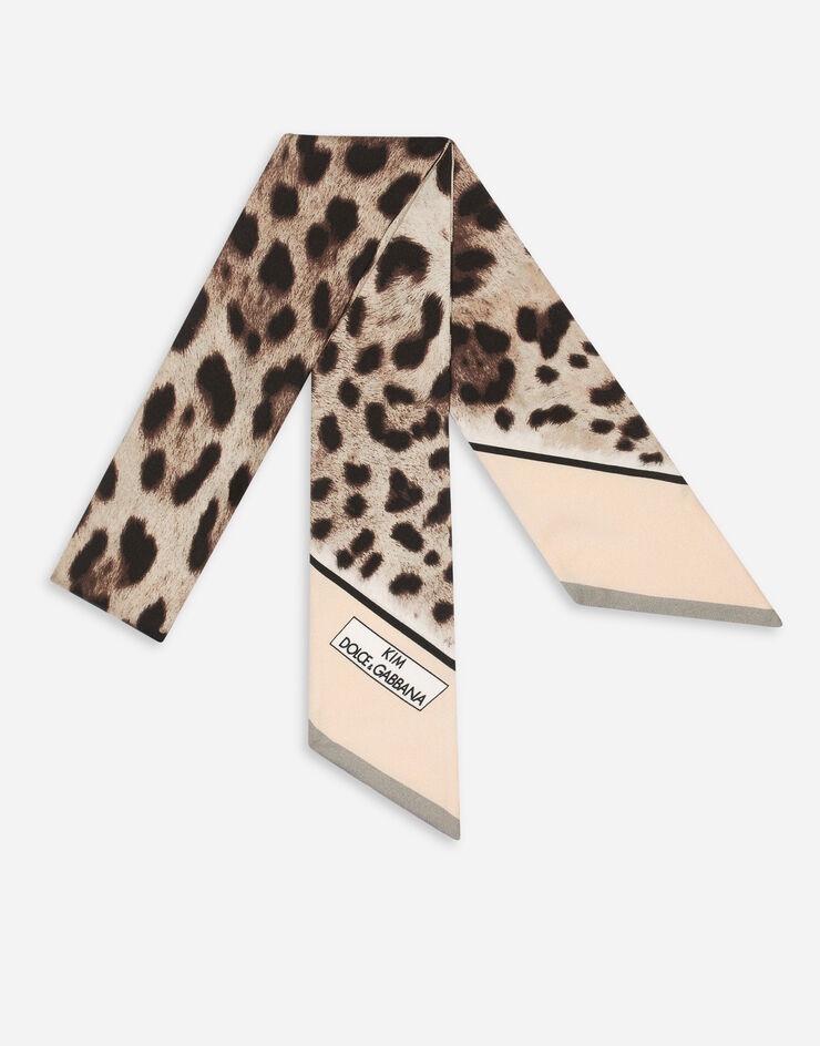 Leopard-print twill headscarf - 1