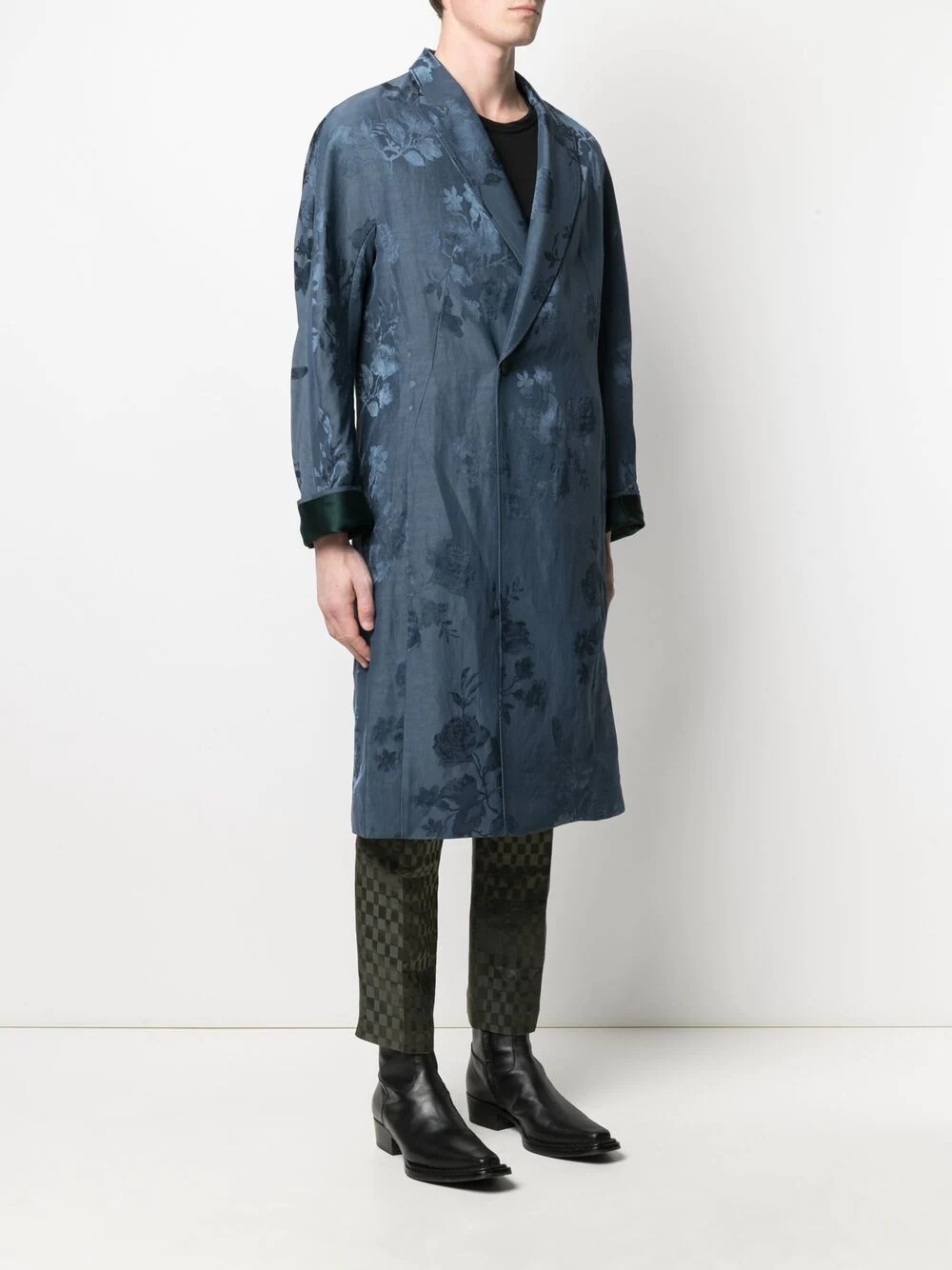 jacquard off-centre coat - 3