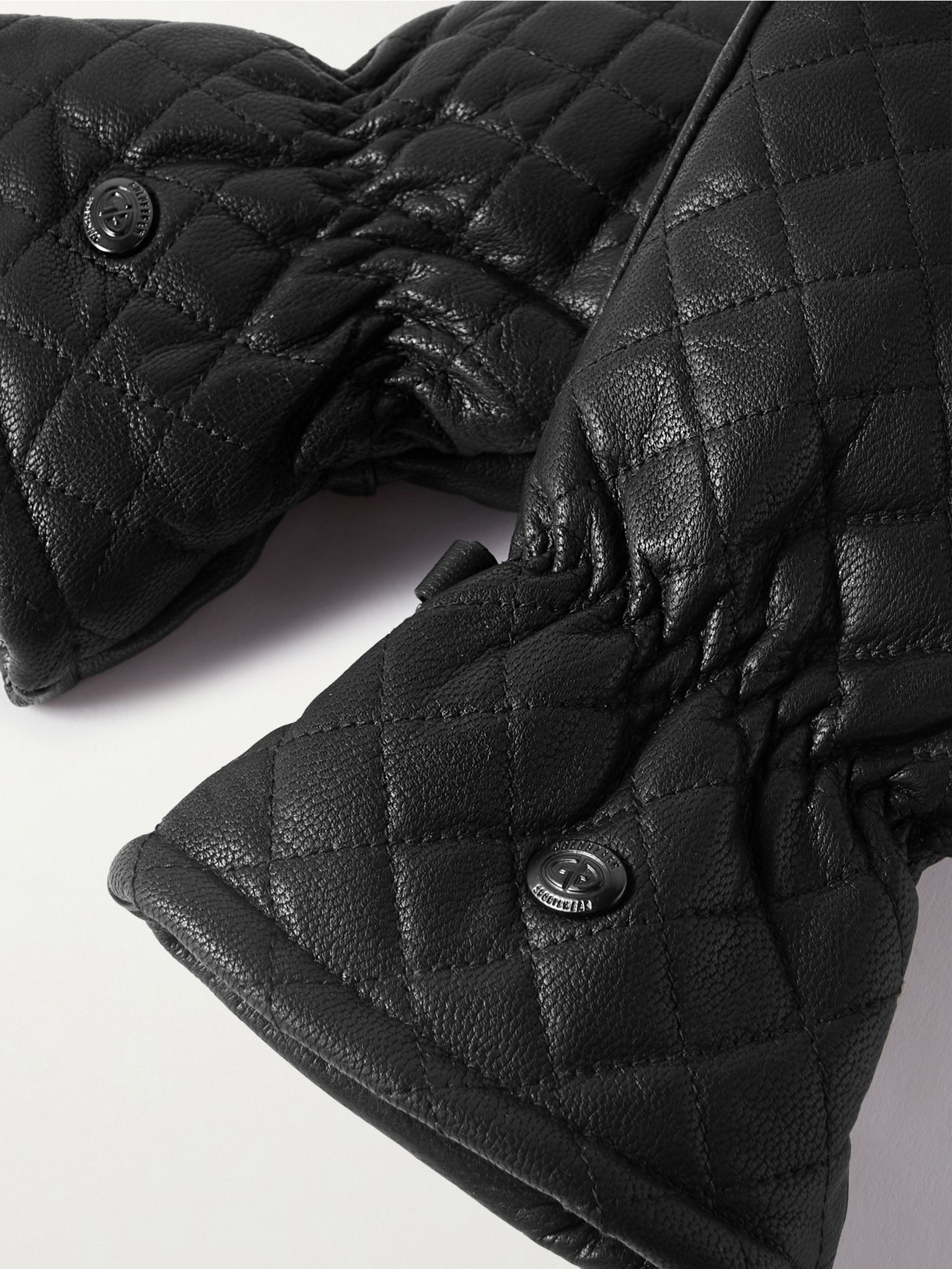 Nishi padded quilted leather gloves Black - 3