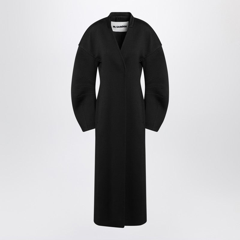 Jil Sander Black Double-Breasted Coat In Virgin Wool Women - 1