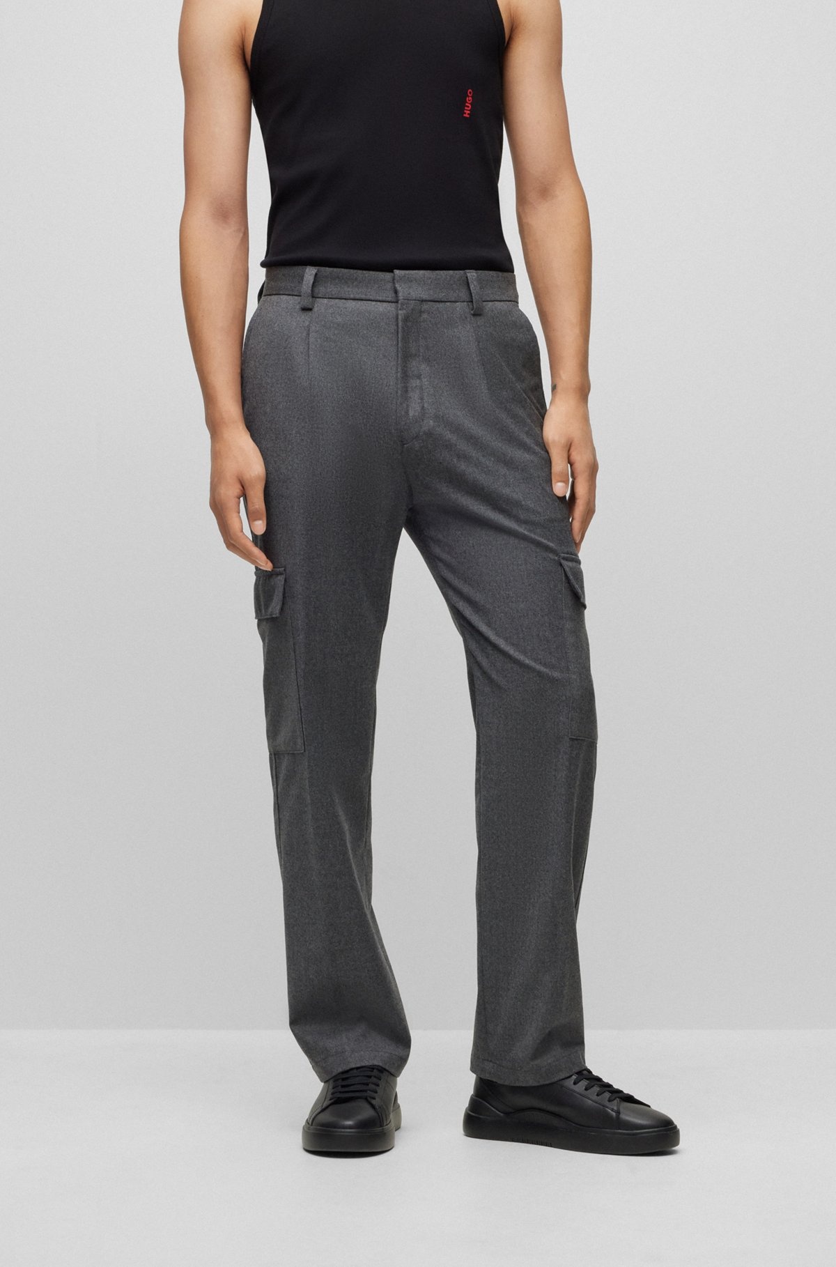 SUIT PANTS IN MELANGE STRETCH-WOOL FLANNEL - 2