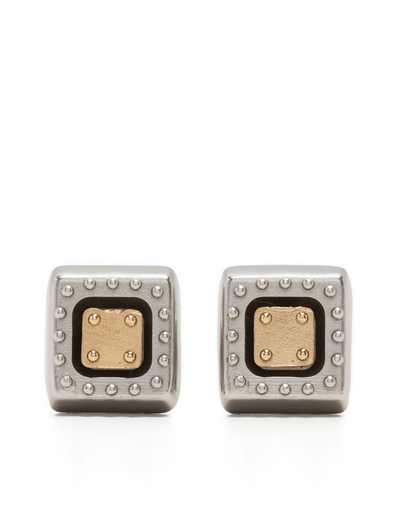 two-tone square earrings 1