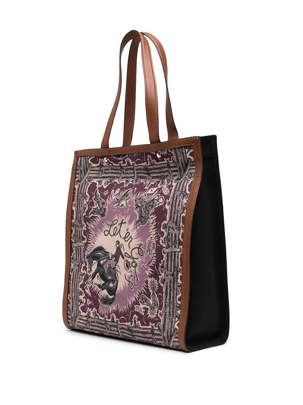 graphic-print leather tote bag - 3