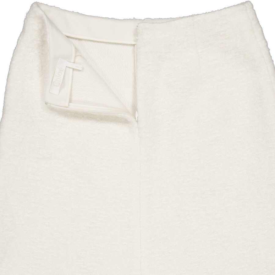 Chloe Ladies Eden White A-Line Boucle Midi Skirt - 7