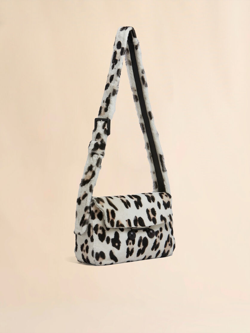 SHEARLING ANIMAL PRINT TRUNKAROO SOFT MEDIUM SHOULDER BAG - 5