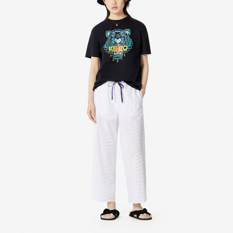 KENZO Offset Printing Tiger Head Pattern Short Sleeve Black T-Shirt FA52TS9594YA-99 - 3