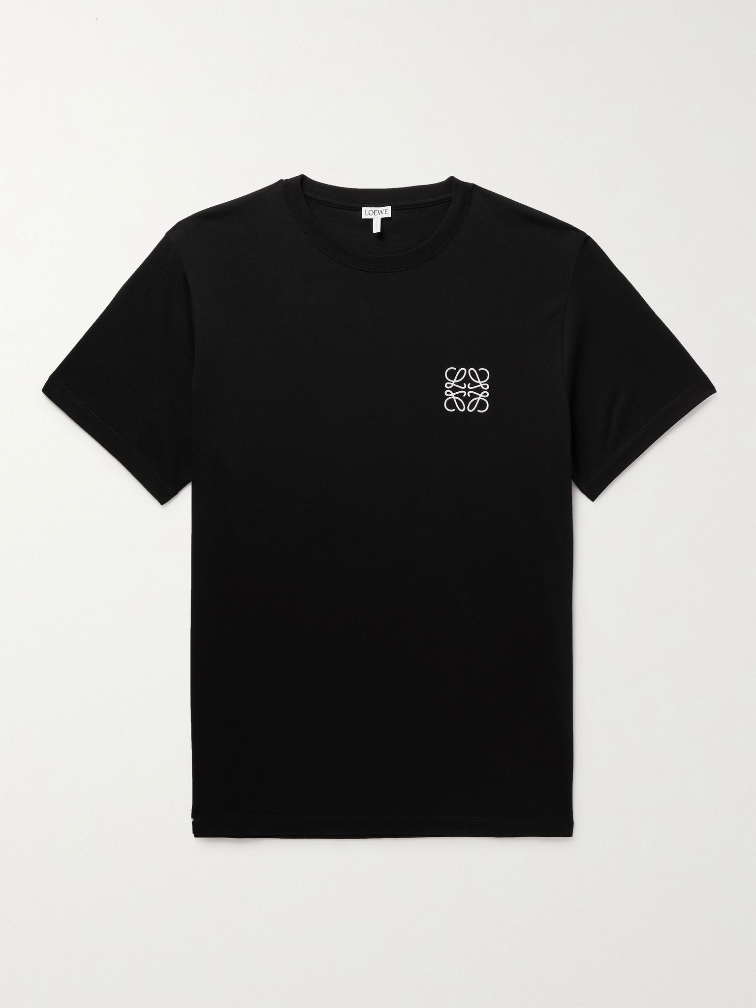Logo-Embroidered Cotton-Jersey T-Shirt Black - 1