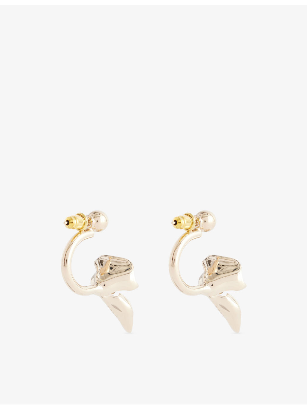 Small Flower Half Ring Brass And  Glass Crystals Earrings - 3