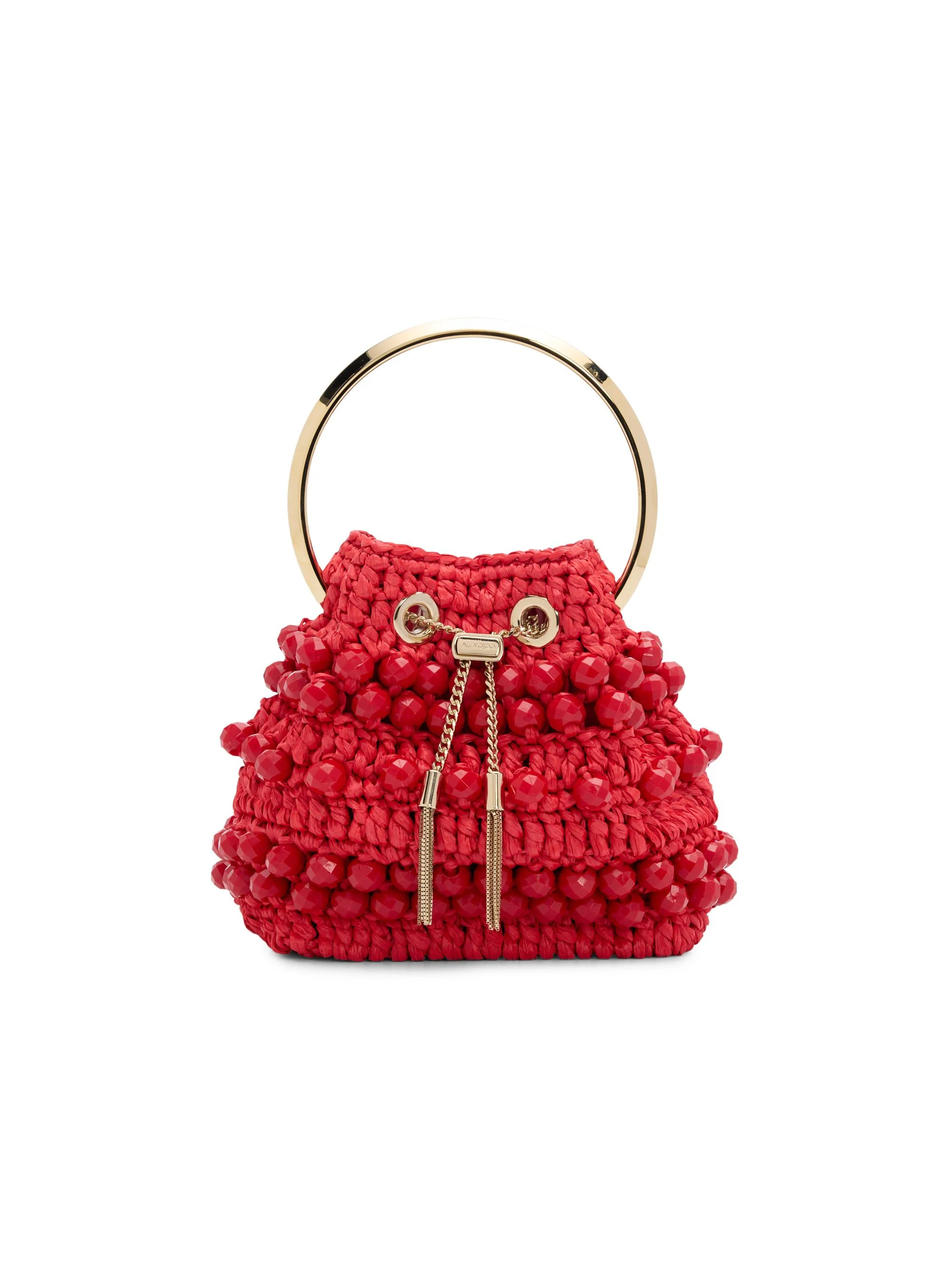 Women's Riviera Capsule Bon Bon Beaded Raffia Top Handle Bag - Ruby Red - 1
