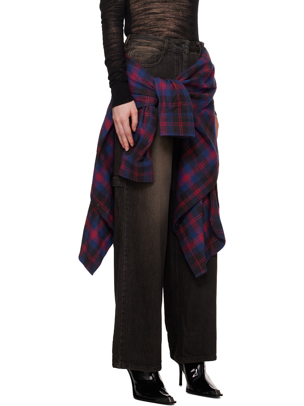 Black Layered Jeans & Shirt Set - 2