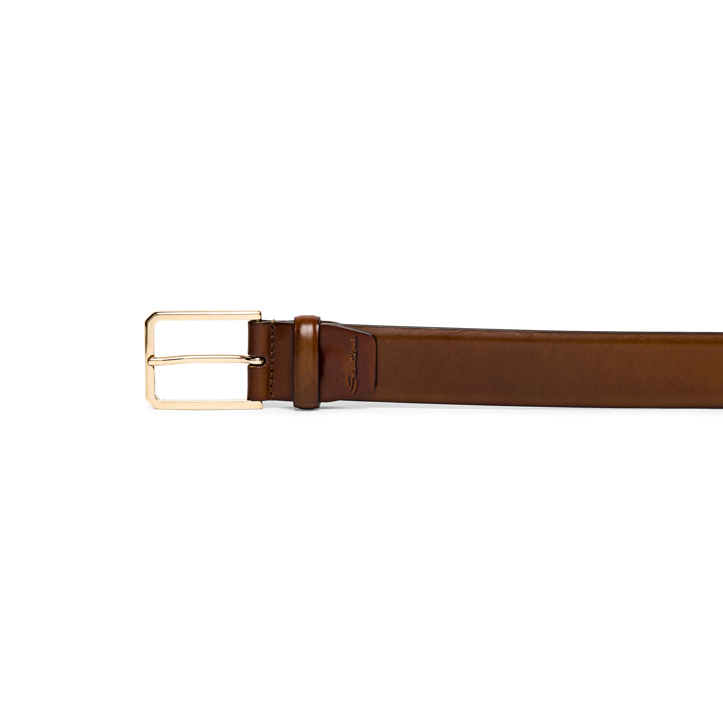 Men’s brown leather adjustable belt - 3