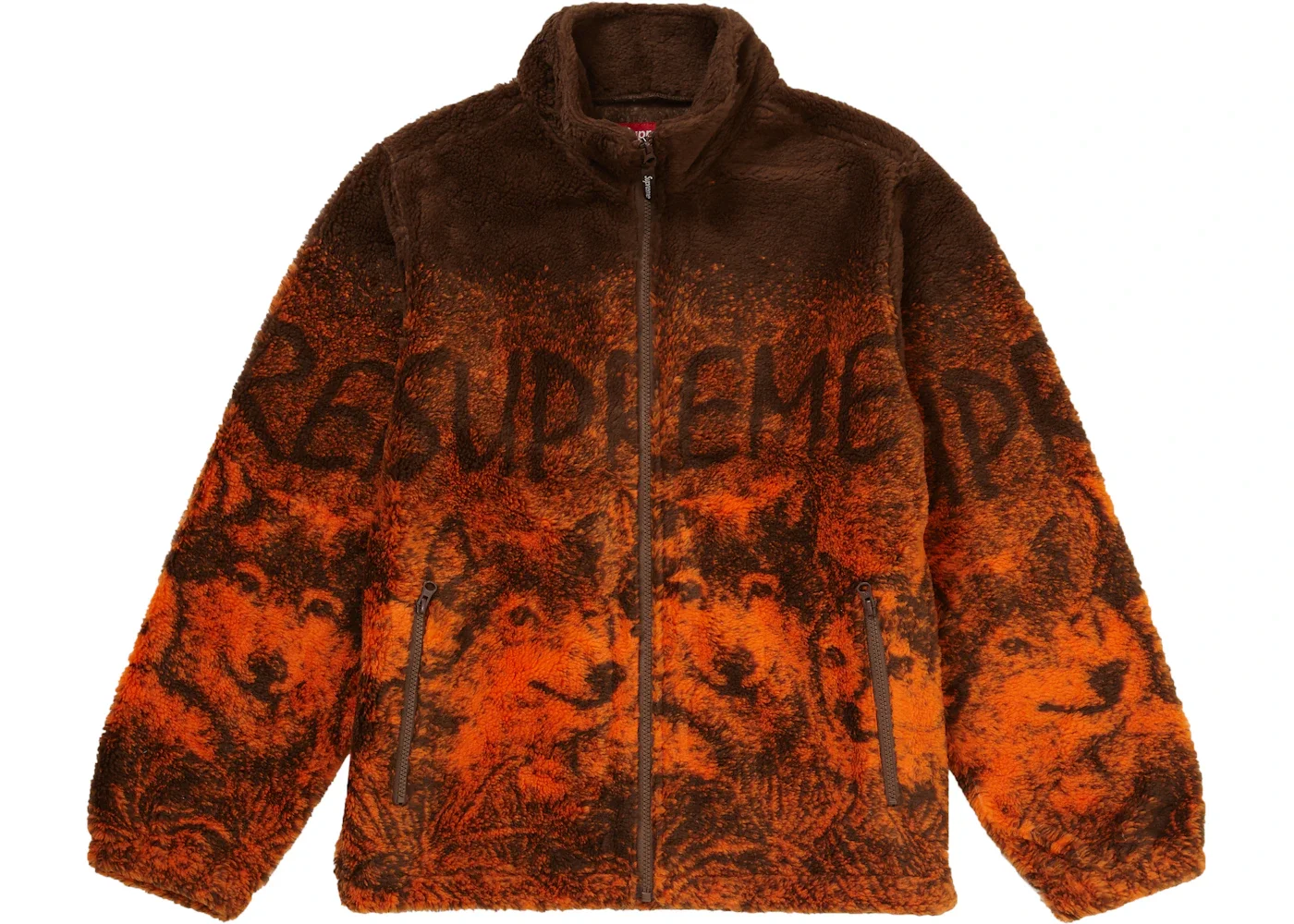 Supreme Wolf Fleece Jacket Brown - 1