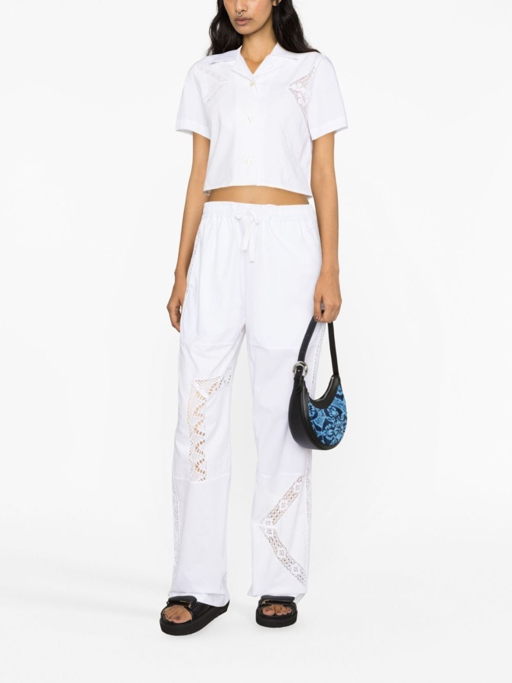 Household linen straight-leg cotton trousers - 2