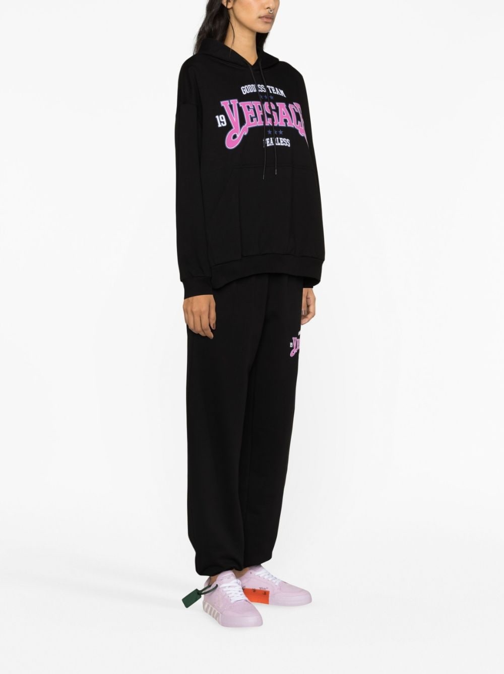 logo-print cotton hoodie - 4
