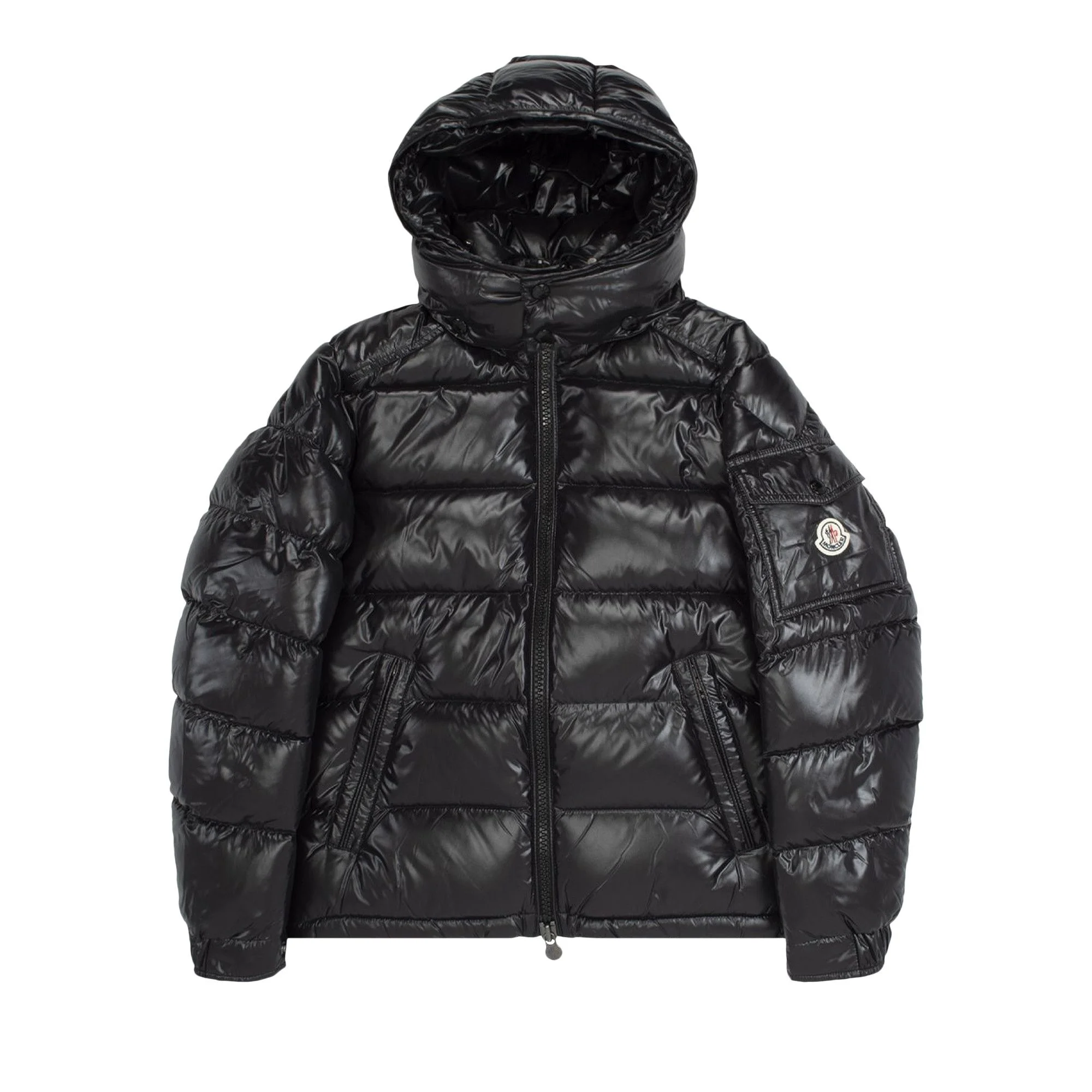 Moncler Maya Hooded Puffer Shiny Jacket 'Black' - 1