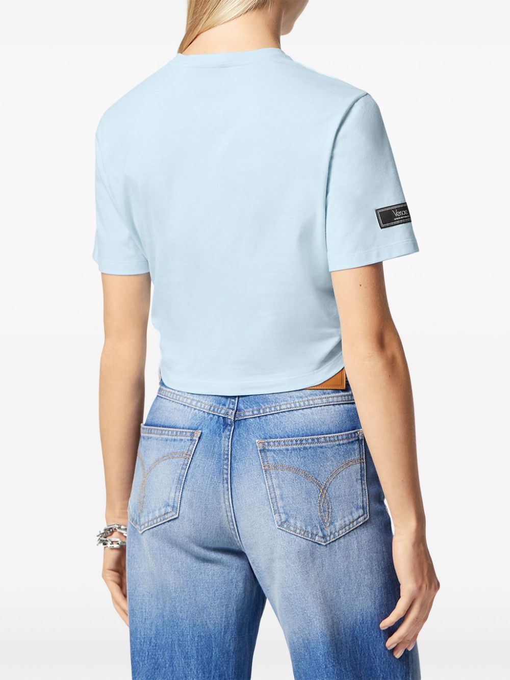 logo-print cropped cotton T-shirt - 4