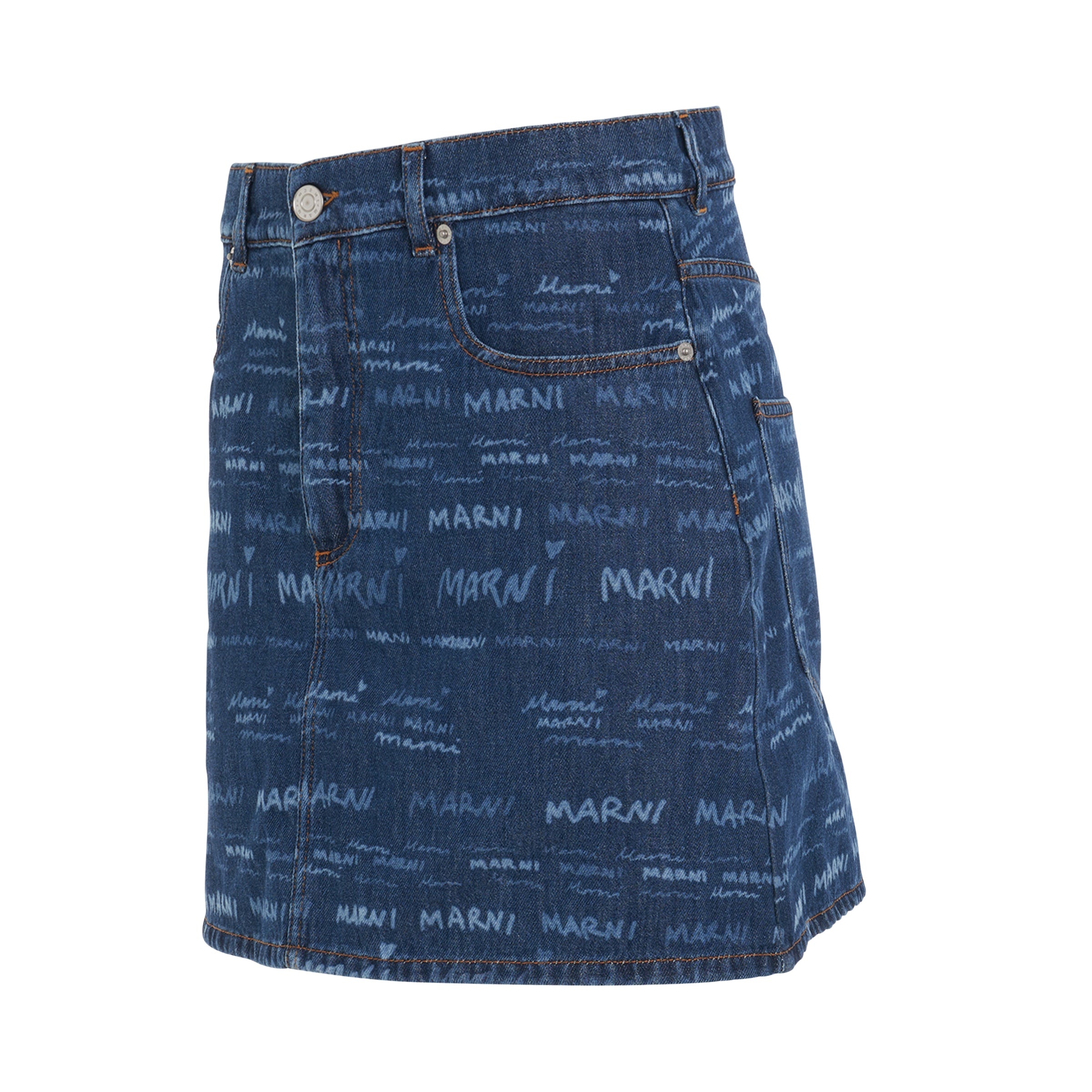 All Over Logo Skirt in Iris Blue - 2