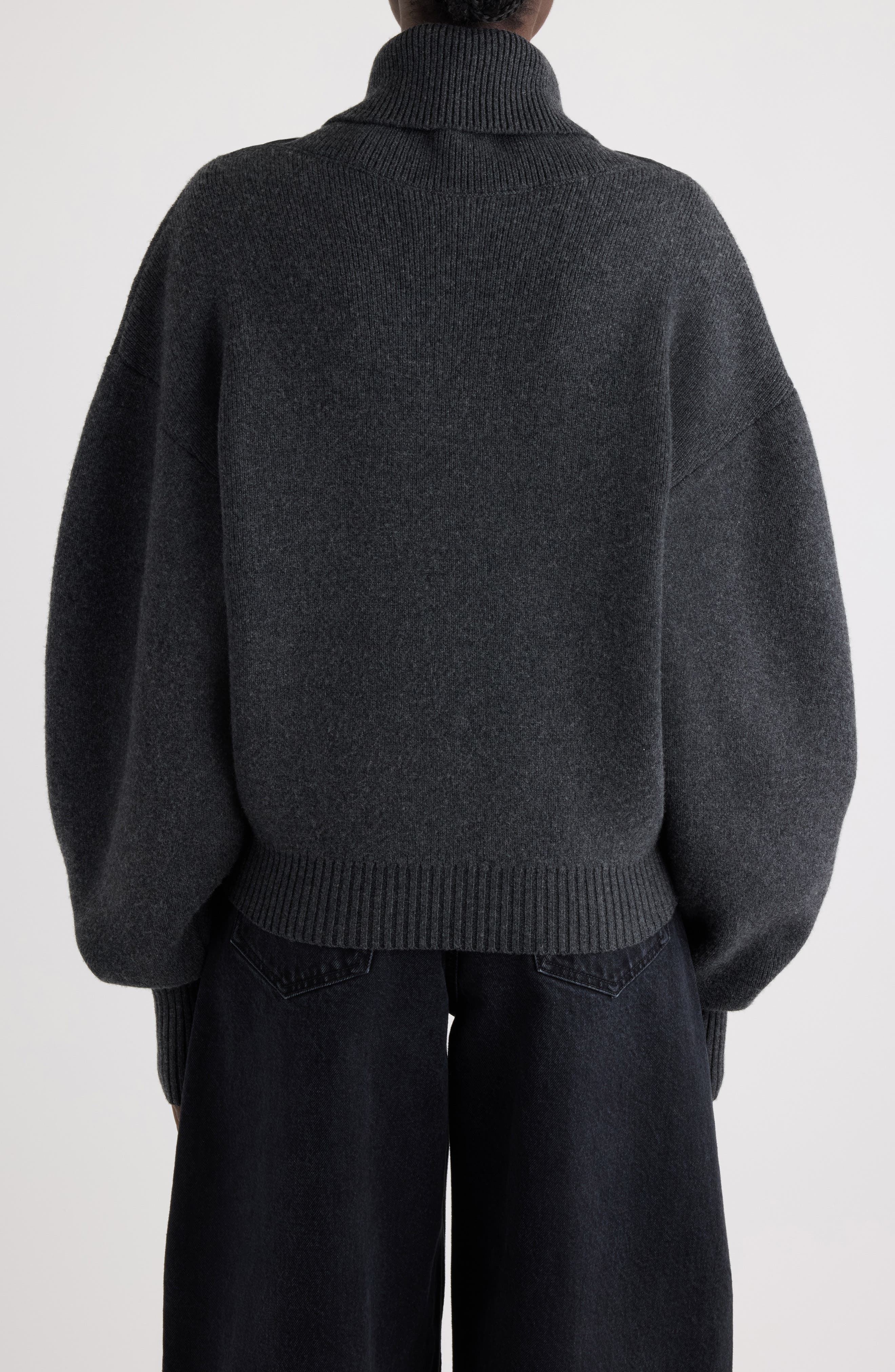 Jacquemus La Maille Pallone Virgin Wool & Cashmere Turtleneck Sweater in Dark Grey at Nordstrom - 3