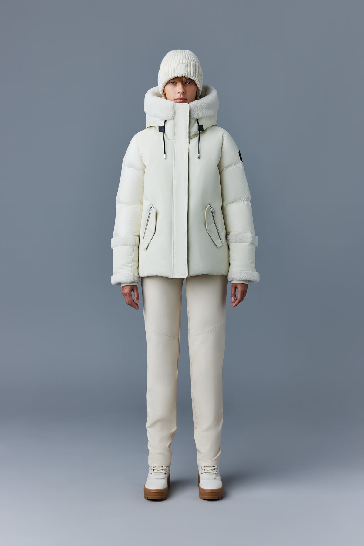 CYRAH Arctic Twill down jacket with shearling trim - 1