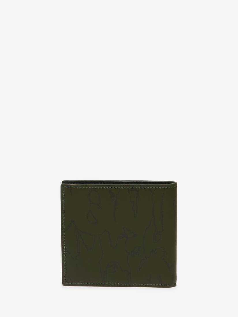 Men's McQueen Graffiti Billfold Wallet in Khaki - 3