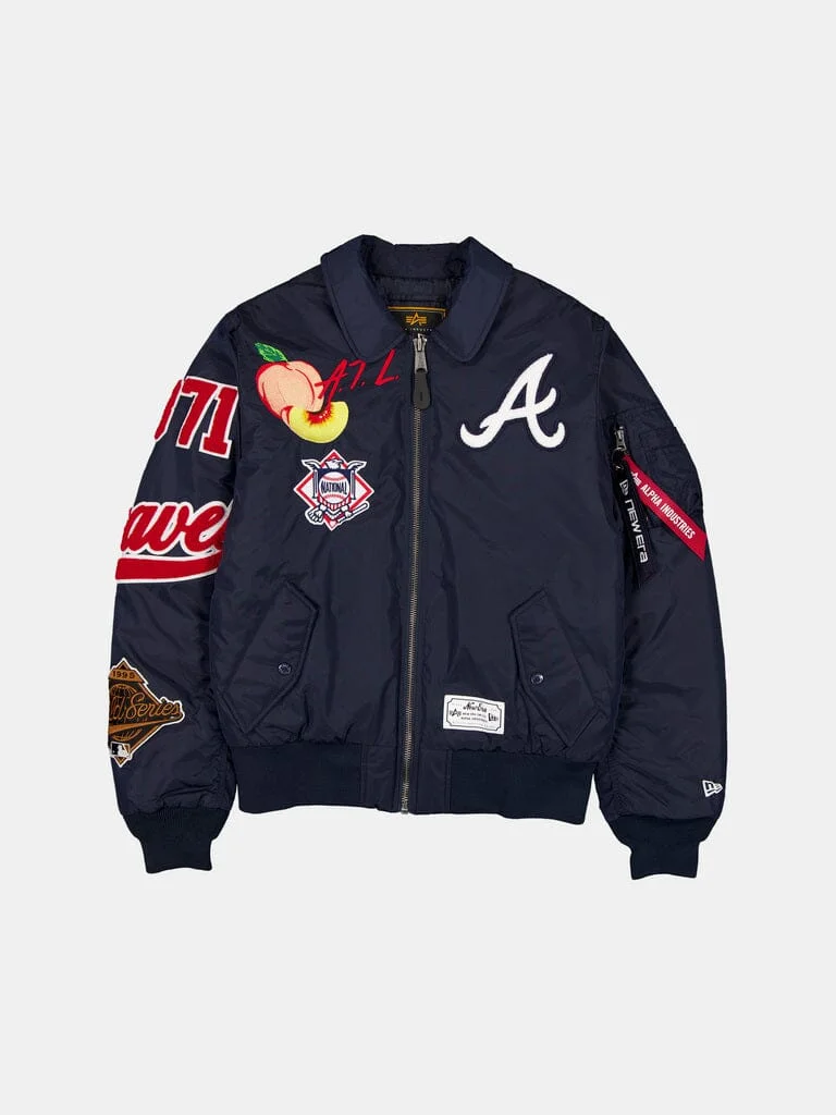 ATLANTA BRAVES X ALPHA X NEW ERA MA-1 COLLARED BOMBER JACKET - 1