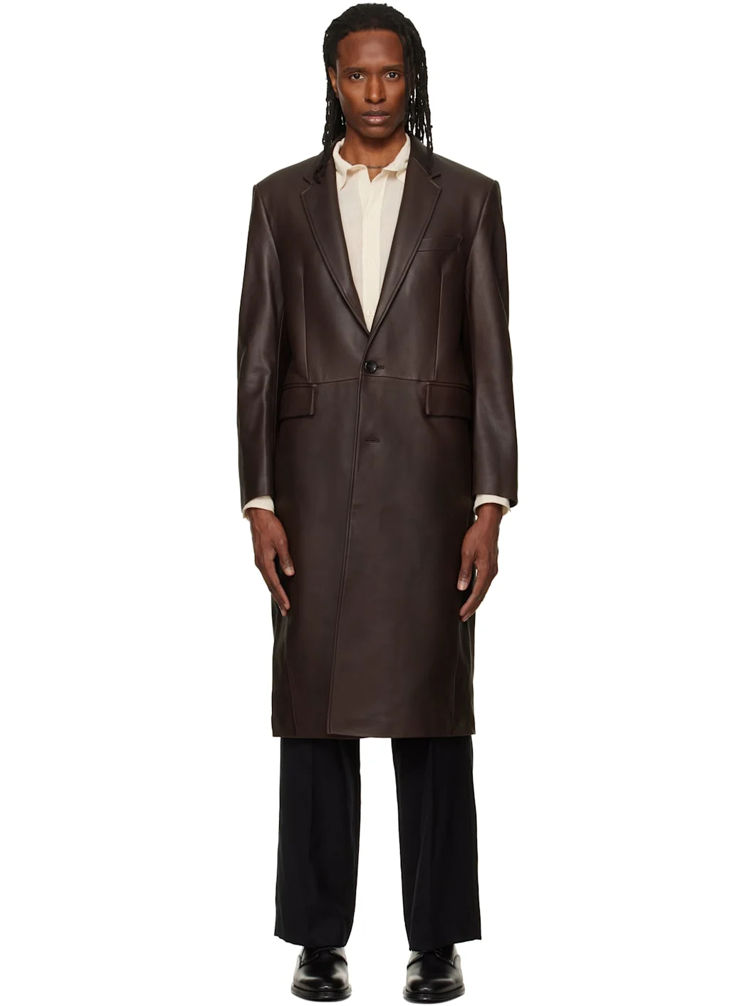 Brown Lambskin Leather Single Coat - 1