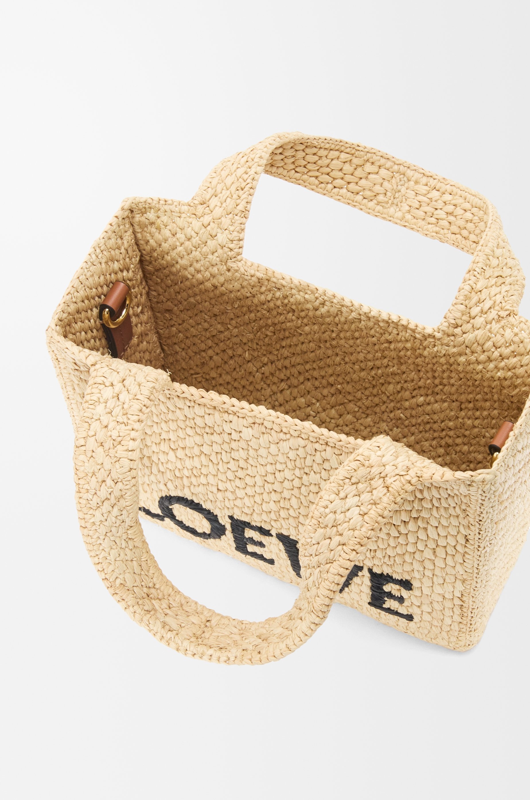 Mini LOEWE Font tote in raffia - 8