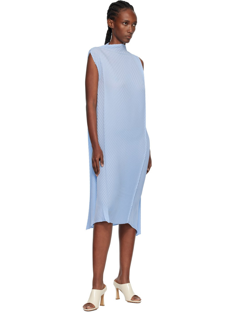 ISSEY MIYAKE Blue Soft Fold Pleats Midi Dress outlook