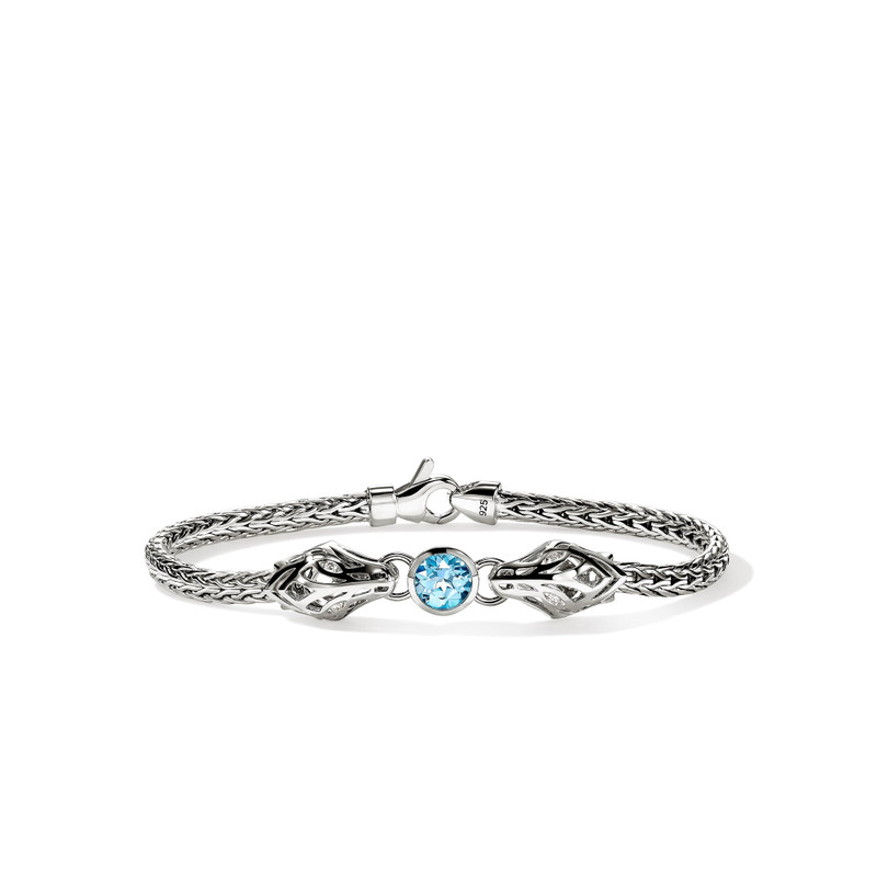Naga Bracelet, Sterling Silver, Blue Topaz, Diamond 3.5MM 1