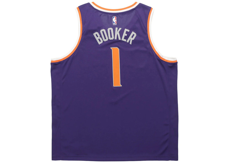 Nike Nike NBA Phoenix Suns Devin Booker Icon Edition 2023 Swingman Jersey Purple/Orange/White outlook