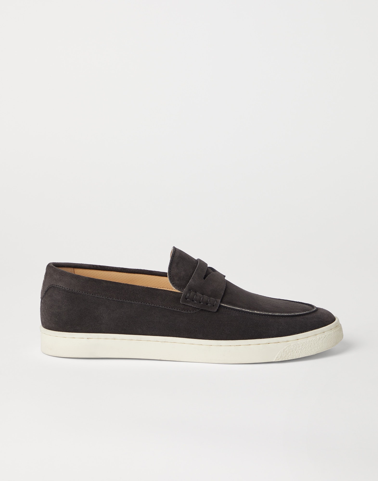 Washed suede loafer sneakers with natural rubber sole - 5