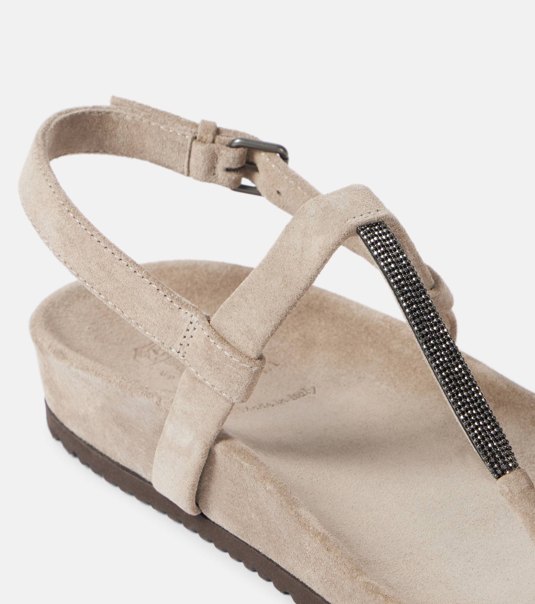 Embellished suede thong sandals - 6